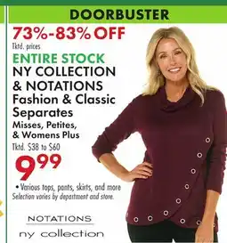 Boscov's ENTIRE STOCK NY COLLECTION & NOTATIONS Fashion & Classic Separates offer