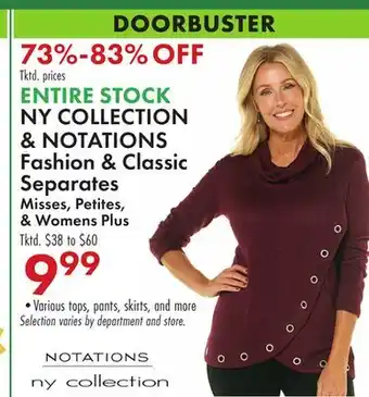 Boscov's ENTIRE STOCK NY COLLECTION & NOTATIONS Fashion & Classic Separates offer