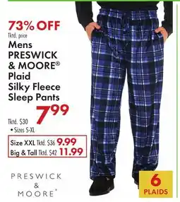 Boscov's Mens PRESWICK & MOORE Plaid Silky Fleece Sleep Pants offer