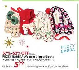 Boscov's FUZZY BABBA Womens Slipper Socks offer