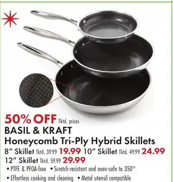 Boscov's BASIL & KRAFT Honeycomb Tri-Ply Hybrid Skillets offer