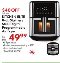 Boscov's KITCHEN ELITE 8-qt. Stainless Steel Digital Programmable Air Fryer offer