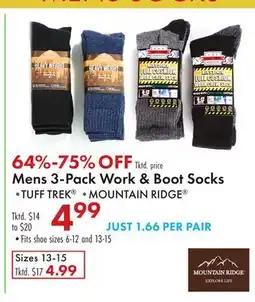 Boscov's Mens 3-Pack Work & Boot Socks offer