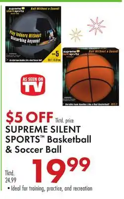Boscov's SUPREME SILENT SPORTS Basketball & Soccer Ball offer
