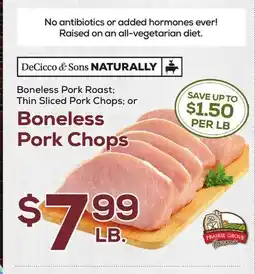 DeCicco & Sons Prairie Grove Boneless Pork Chops offer