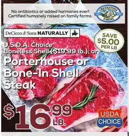 DeCicco & Sons Porterhouse or Bone-In Shell Steak offer