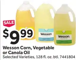 Stop&Shop Wesson Corn, Vegetable or Canola Oil offer