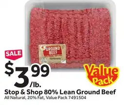Stop&Shop Stop & Shop 80% Lean Ground Beef offer