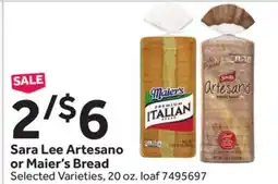 Stop&Shop Sara Lee Artesano or Maier's Bread offer