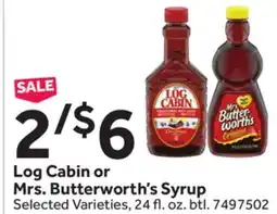 Stop&Shop Log Cabin or Mrs. Butterworth's Syrup offer