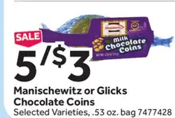 Stop&Shop Manischewitz or Glicks Chocolate Coins offer