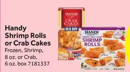 Stop&Shop Handy Shrimp Rolls or Crab Cakes offer