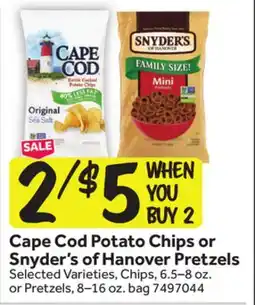 Stop&Shop Cape Cod Potato Chips or Snyder's of Hanover Pretzels offer