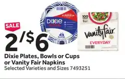 Stop&Shop Dixie Plates, Bowls or Cups or Vanity Fair Napkins offer
