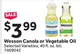Stop&Shop Wesson Canola or Vegetable Oil offer