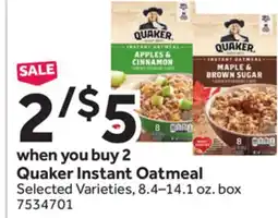 Stop&Shop Quaker Instant Oatmeal offer