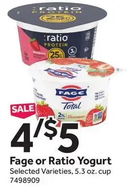 Stop&Shop Fage or Ratio Yogurt offer
