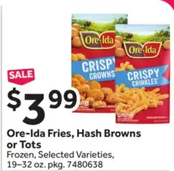 Stop&Shop Ore-Ida Fries, Hash Browns or Tots offer
