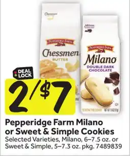 Stop&Shop Pepperidge Farm Milano or Sweet & Simple Cookies offer