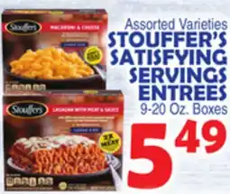 Bravo Supermarkets STOUFFER'S SATISFYING SERVINGS ENTREES offer