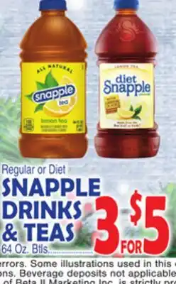 Bravo Supermarkets SNAPPLE DRINKS offer