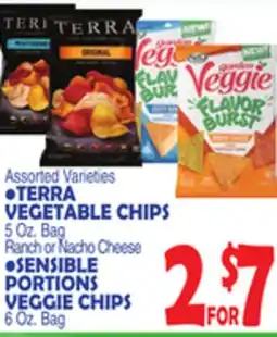 Bravo Supermarkets • TERRA VEGETABLE CHIPS 5 Oz. Bag Ranch or Nacho SENSIBLE PORTIONS VEGGIE CHIPS 6 Oz. Bag offer