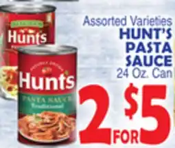 Bravo Supermarkets HUNT'S PASTA SAUCE offer