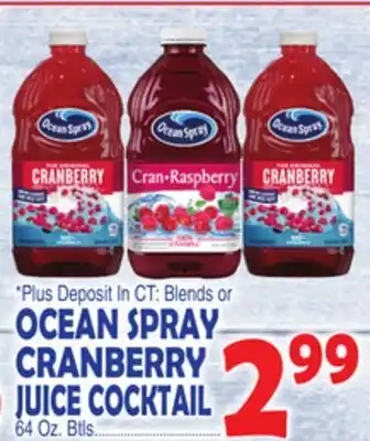 Bravo Supermarkets OCEAN SPRAY CRANBERRY CRANBERRY JUICE COCKTAIL offer