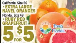 Bravo Supermarkets EXTRA LARGE NAVEL ORANGES, RUBY RED GRAPEFRUIT offer