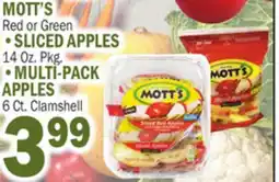 Bravo Supermarkets MOTT'S Red or Green SLICED APPLES 14 Oz. Pk, MULTI-PACK APPLES, 6 Ct. Clamshell offer