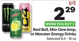 Weis Markets Red Bull, Mtn Dew Amp, or Monster Energy Drinks offer
