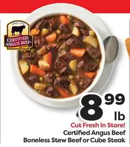 Weis Markets Certified Angus Beef Boneless Stew Beef or Cube Steak offer