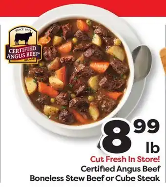 Weis Markets Certified Angus Beef Boneless Stew Beef or Cube Steak offer