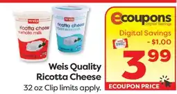 Weis Markets Weis Quality Ricotta Cheese offer
