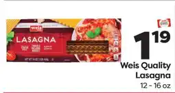 Weis Markets Weis Quality Lasagna offer