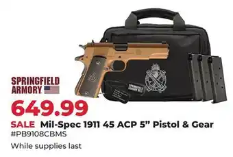 Runnings Springfield Armory Mil-Spec 1911 45 ACP 5 Pistol & Gear offer