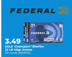 Runnings Federal Champion Rimfire 22 LR 40gr Ammo offer