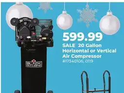 Runnings 20 Gallon Horizontal or Vertical Air Compressor offer