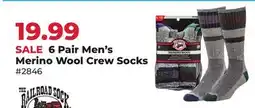 Runnings 6 Pair Men's Merino Wool Crew Socks offer