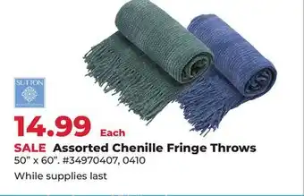 Runnings Assorted Chenille Fringe Throws offer