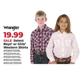 Runnings Select Boys' or Girls' Western Shirts offer