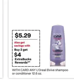 CVS ANY L'Oreal Elvive shampoo or conditioner 12.6 oz offer