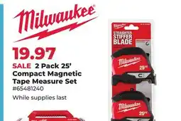 Runnings Milwaukee 2 Pack 25' Compact Magnetic Tape Measure Set offer