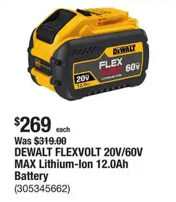 The Home Depot DEWALT FLEXVOLT 20V/60V MAX Lithium-Ion 12.0Ah Battery offer
