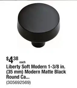 The Home Depot Liberty Soft Modern 1-3/8 in. (35 mm) Modern Matte Black Round Cabinet Knob offer