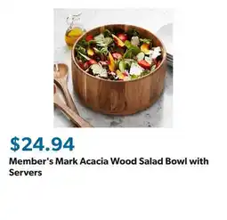 Sam's Club Member's Mark Acacia Wood Salad Bowl with Servers offer