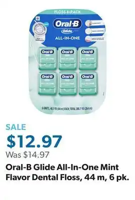 Sam's Club Oral-B Glide All-In-One Mint Flavor Dental Floss, 44 m, 6 pk offer