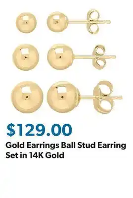 Sam's Club Gold Earrings Ball Stud Earring Set in 14K Gold offer