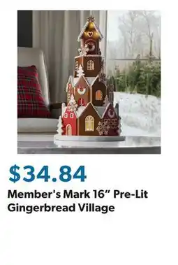 Sam's Club Member's Mark 16 Pre-Lit Gingerbread Village offer