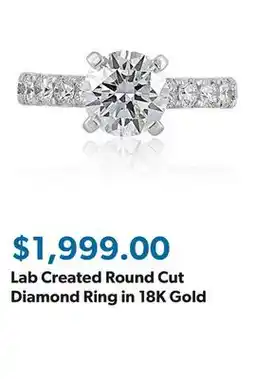 Sam's Club Lab Created Round Cut Diamond Ring in 18K Gold offer